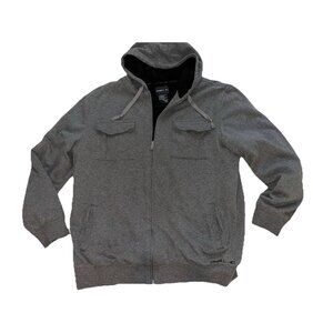 O'Neill Men's XXL Fleece lined Full Zip Hooded hoodie Jacket  Gray warm 2xl